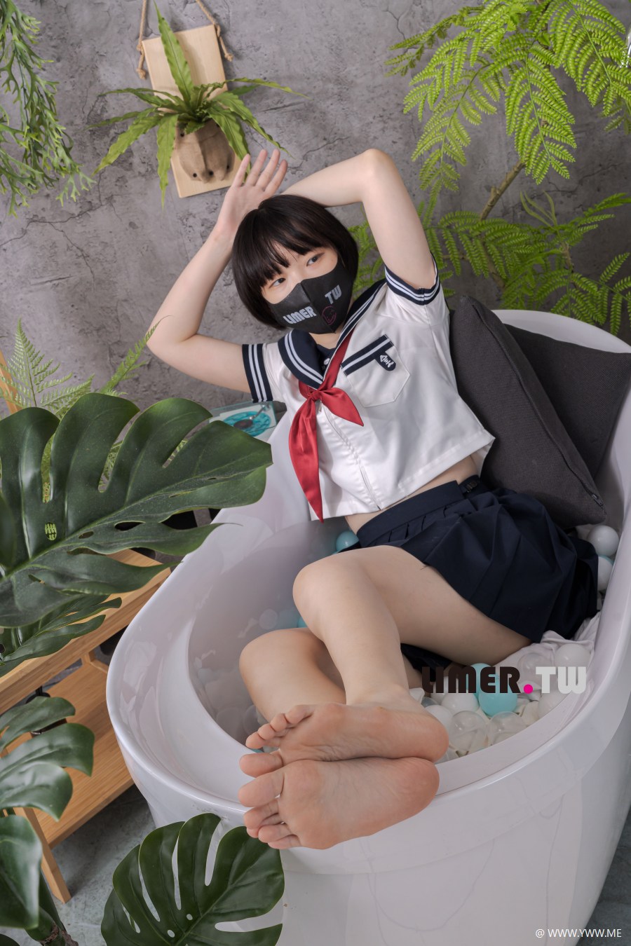 [台湾Limerence] 学生 无月 Mutsuki 喵喵JK服 x 夹脚拖-3 - 脱兔网