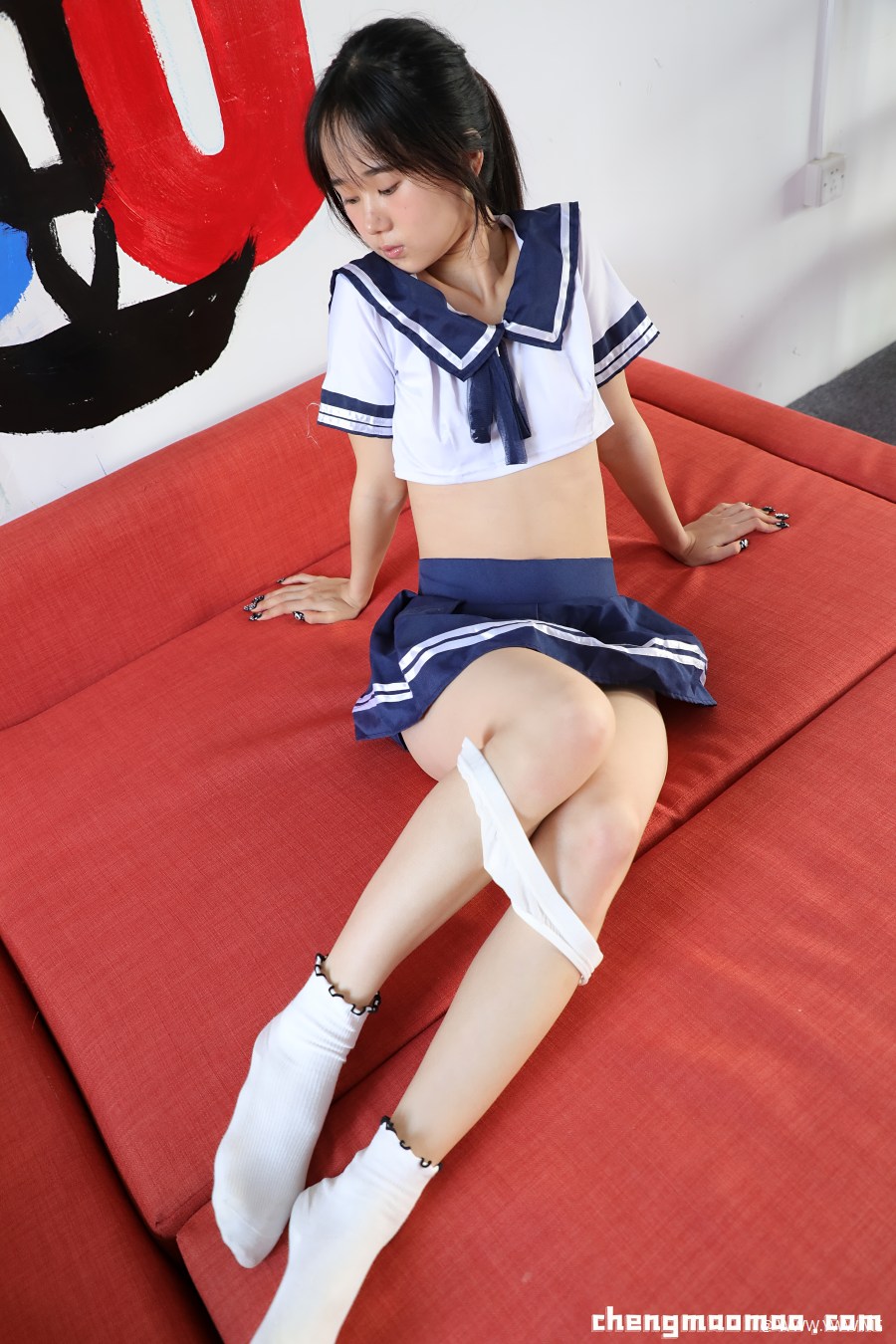 [橙猫猫] 小周 – 白衬衫小短裙-1 - HDMISS