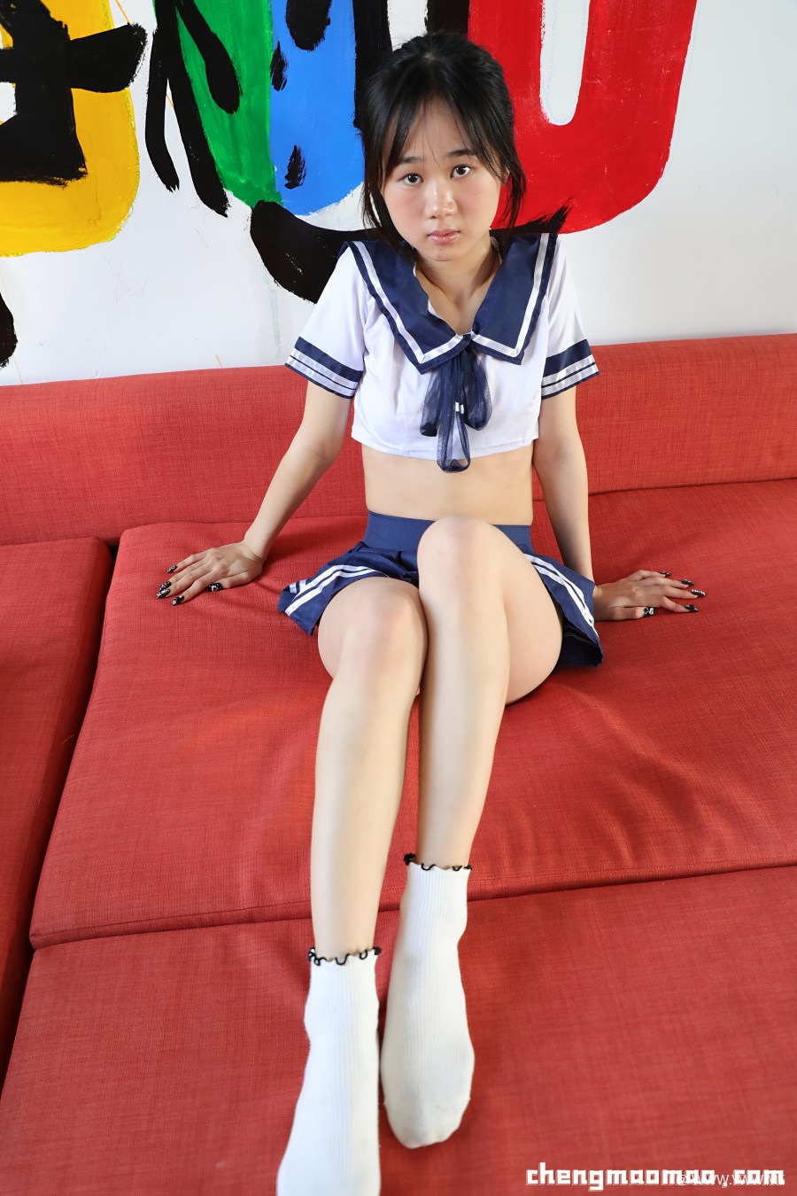 [橙猫猫] 小周 – 白衬衫小短裙-3 - HDMISS