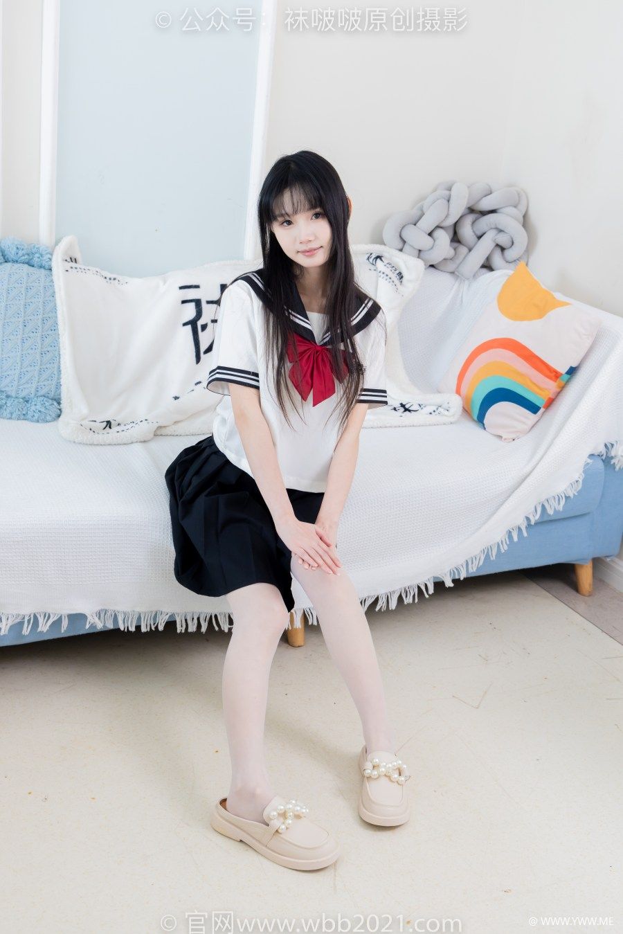 [袜啵啵] 积分限定作品 NO.040 甜甜圈–皮鞋、薄白丝、挑鞋、jk制服-1 - 尤丝