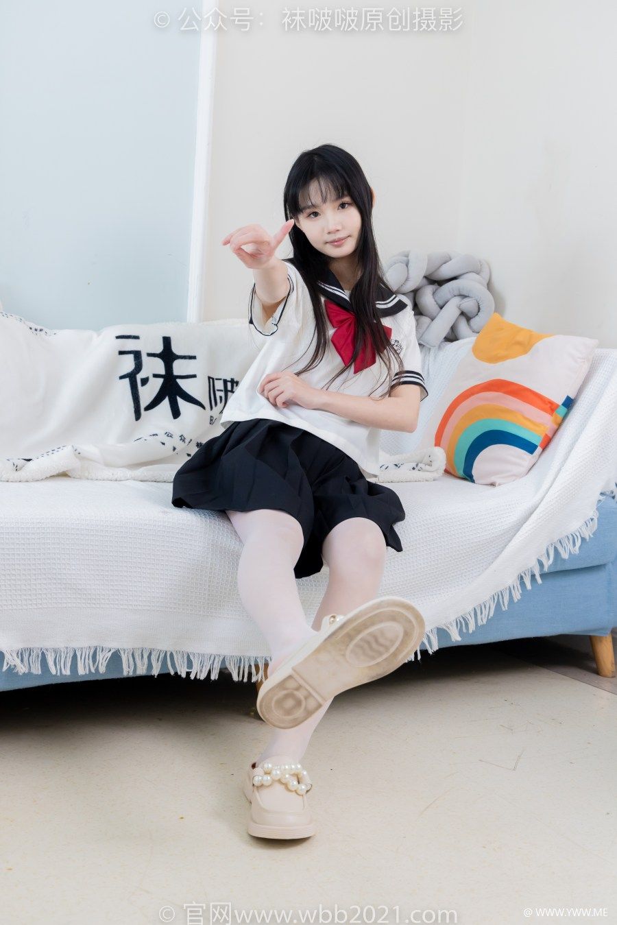 [袜啵啵] 积分限定作品 NO.040 甜甜圈–皮鞋、薄白丝、挑鞋、jk制服-4 - 尤丝