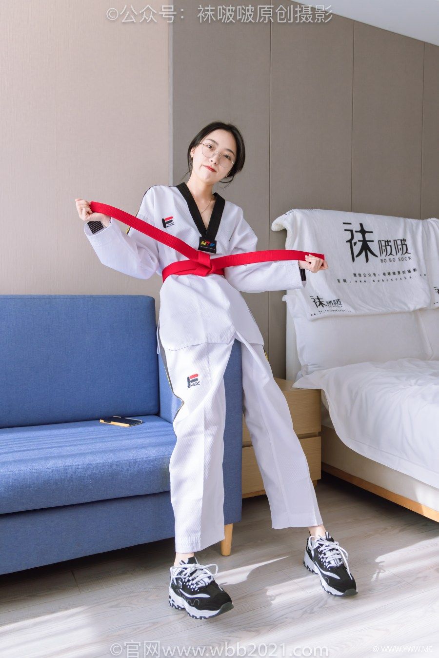 [袜啵啵] 积分限定作品 NO.044 稚予-跆拳道服、运动鞋、白棉袜、裸足-1 - 尤丝